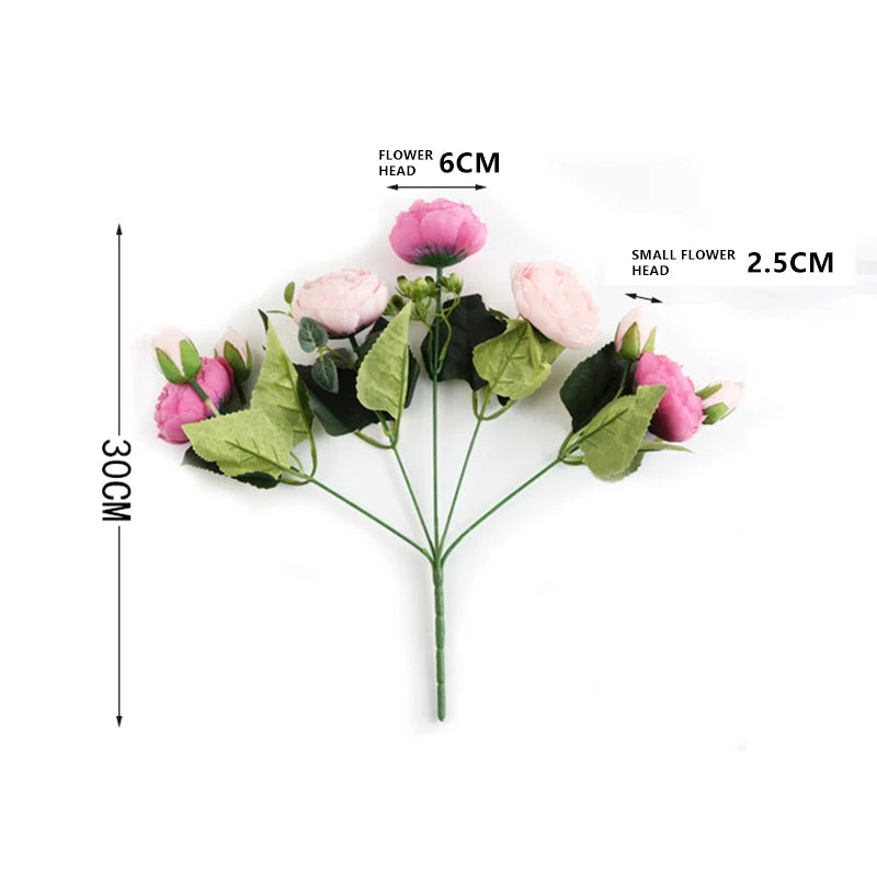 Silk Peony & Rose Bouquet – Artificial Flowers Bundle for Wedding, Home Décor, DIY Crafts & Party Decoration