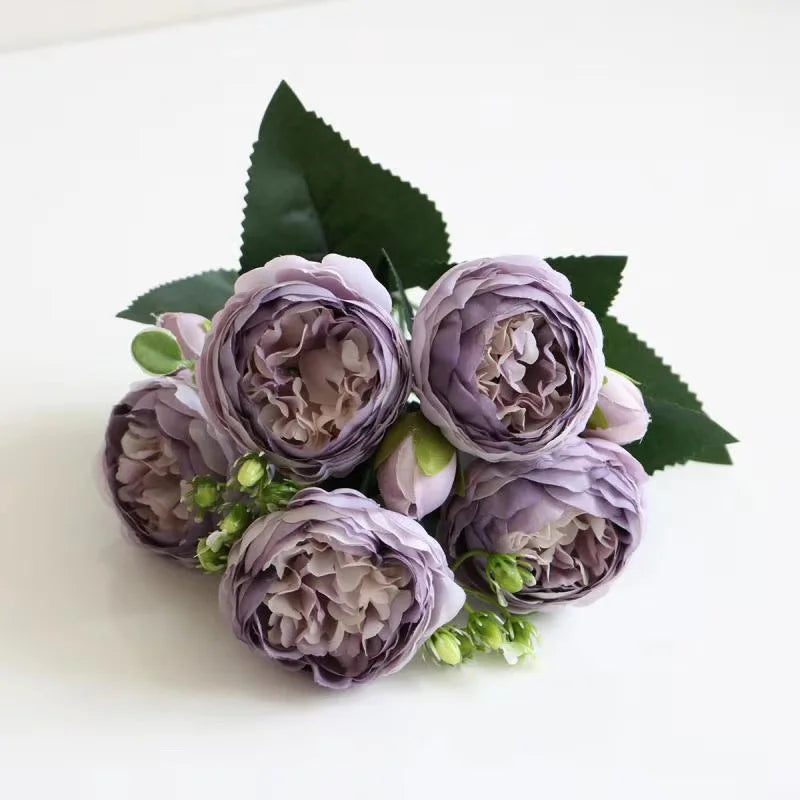 Silk Peony & Rose Bouquet – Artificial Flowers Bundle for Wedding, Home Décor, DIY Crafts & Party Decoration