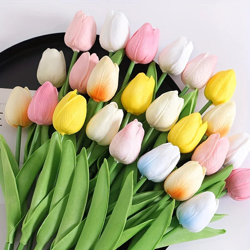 10Pcs Artificial Tulip Bouquet – Realistic PE Foam Fake Flowers for Wedding, Home, Garden & Ceremony Décor