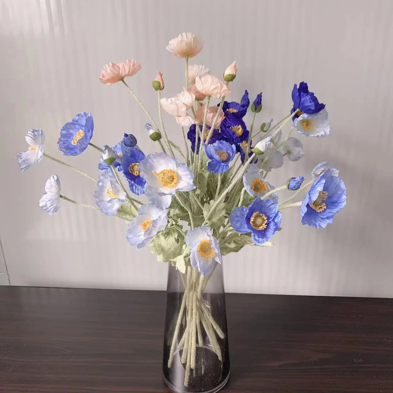 Artificial Poppy Silk Flowers – Long Stem Fake Flowers for Housewarming, Garden, Table, Wedding, DIY Party & Bridal Bouquet Décor