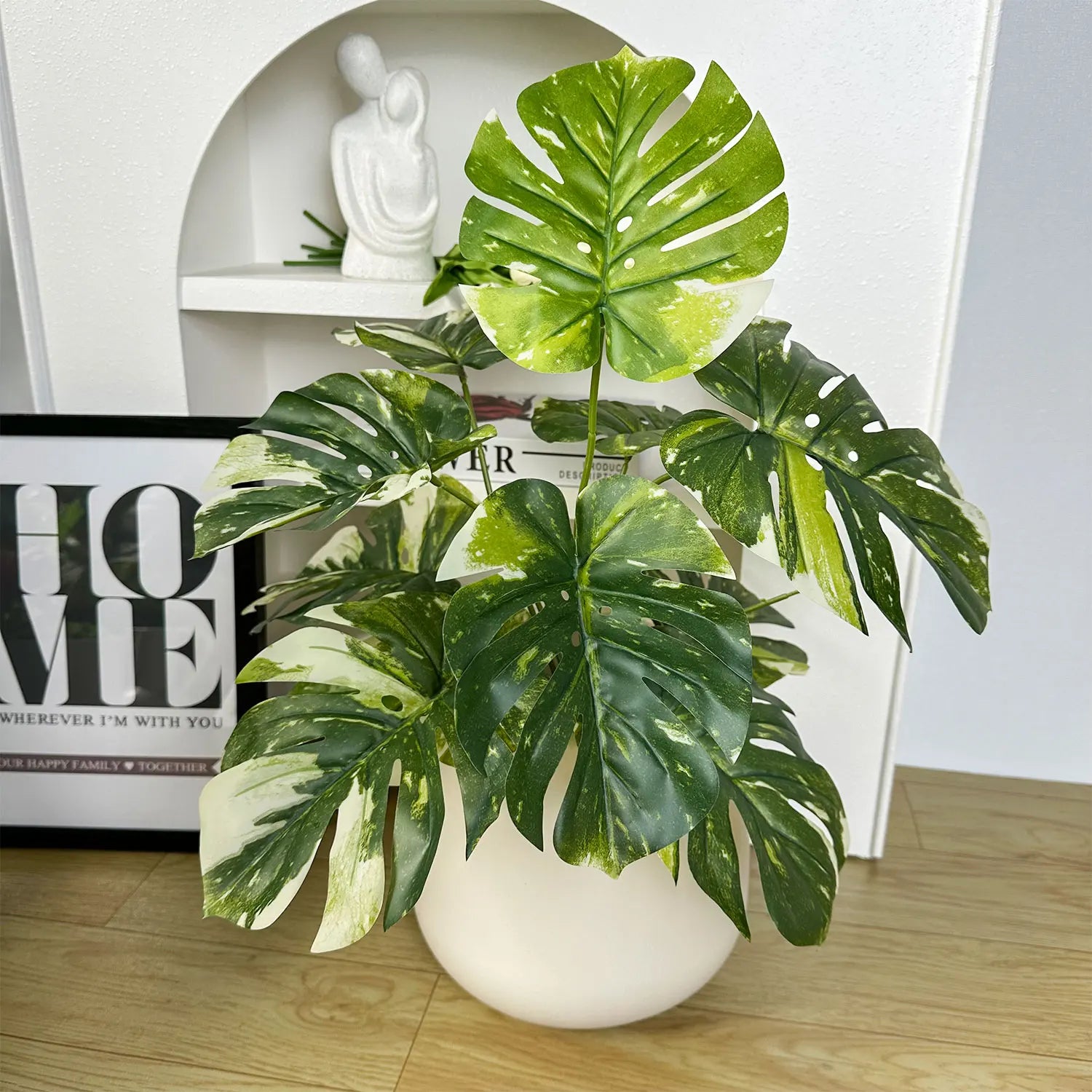 65/100cm Artificial Monstera Plant – Realistic Faux Plastic Leaf Branch for Indoor Home & Office Décor