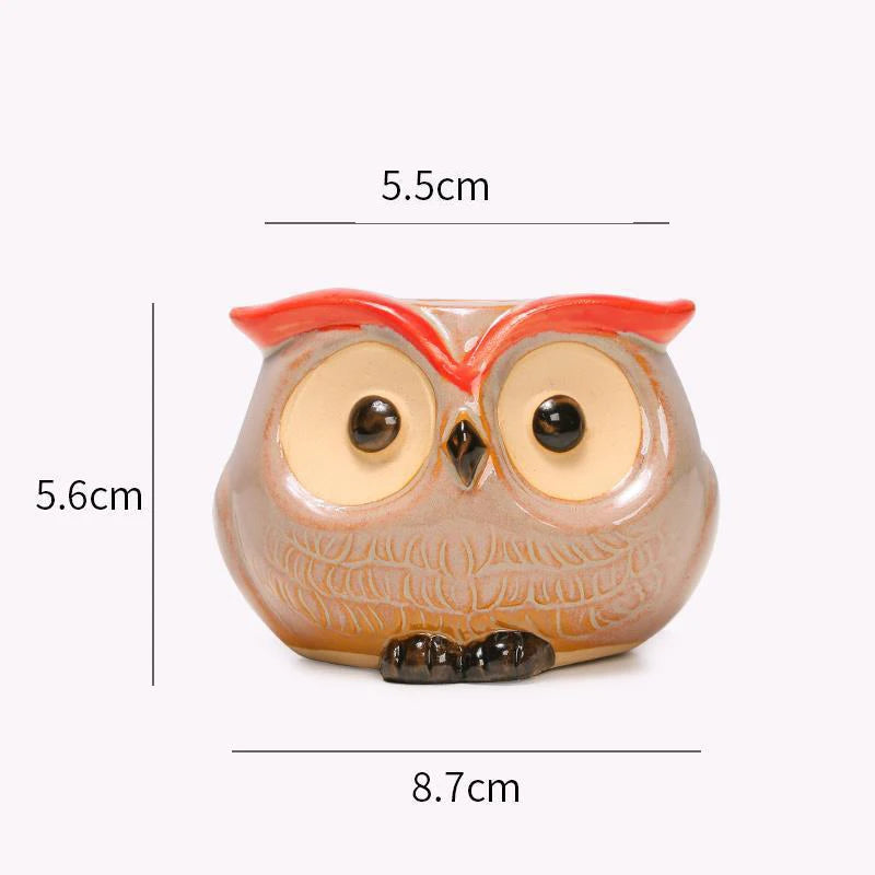 Cute Owl Ceramic Succulent Planter – Mini Animal Flower Pot for Cactus, Garden & Office Décor