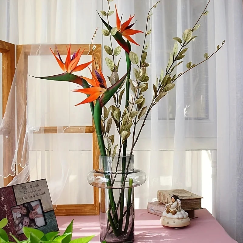 3Pcs Artificial Bird of Paradise Flowers – Faux Strelitzia Heaven Bird Silk Plants for Home, Office, Wedding, and Table Décor