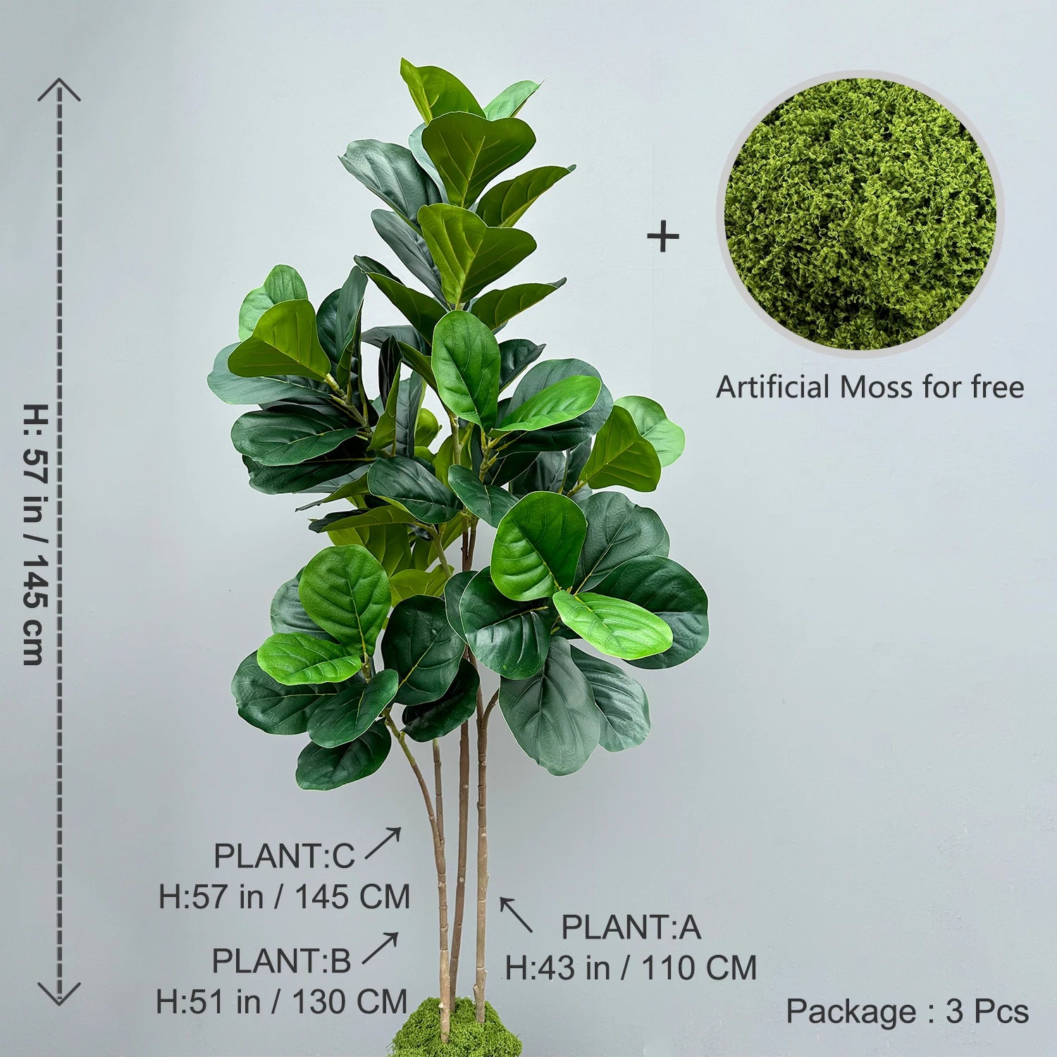 70/135cm Artificial Ficus Tree – Large Faux Banyan Rubber Plant with Plastic Leaves for Home & Garden Décor