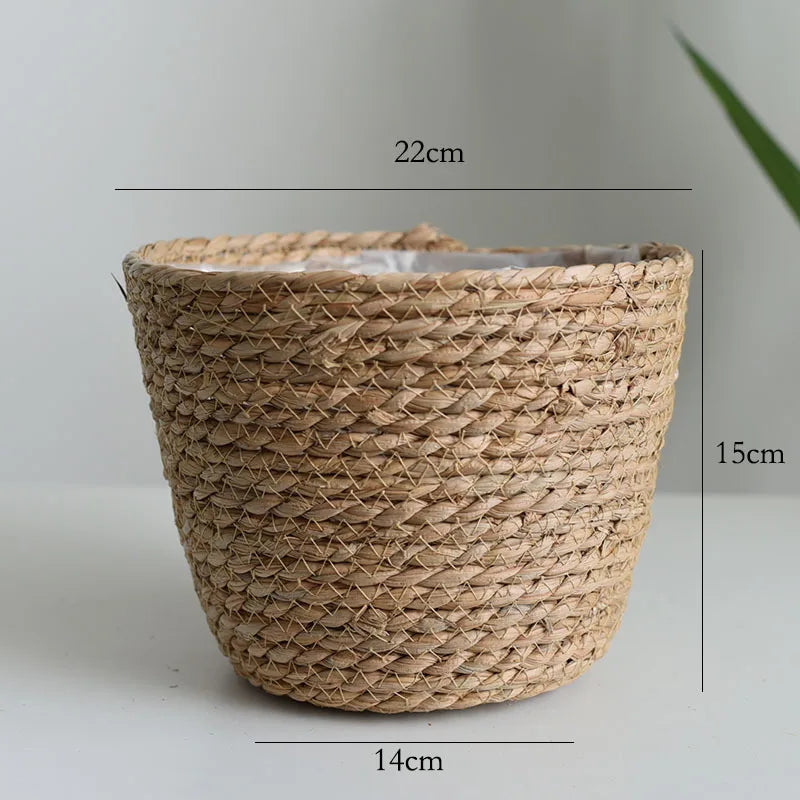 Straw Woven Plant Pot Basket – Grass Planter Basket for Indoor & Outdoor Plants, Flower Pot Cover & Container