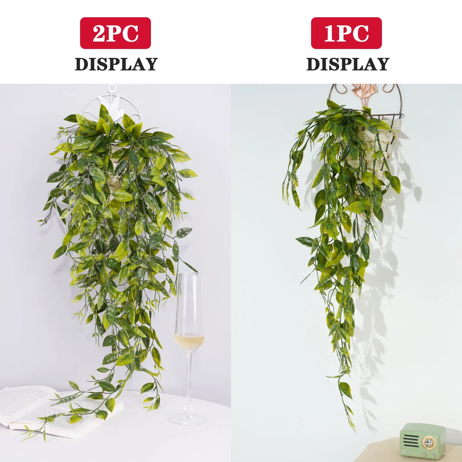 Artificial Hanging Eucalyptus Plant – Potted Rattan Vine for Room, Wall, Shelf & Home Interior Décor