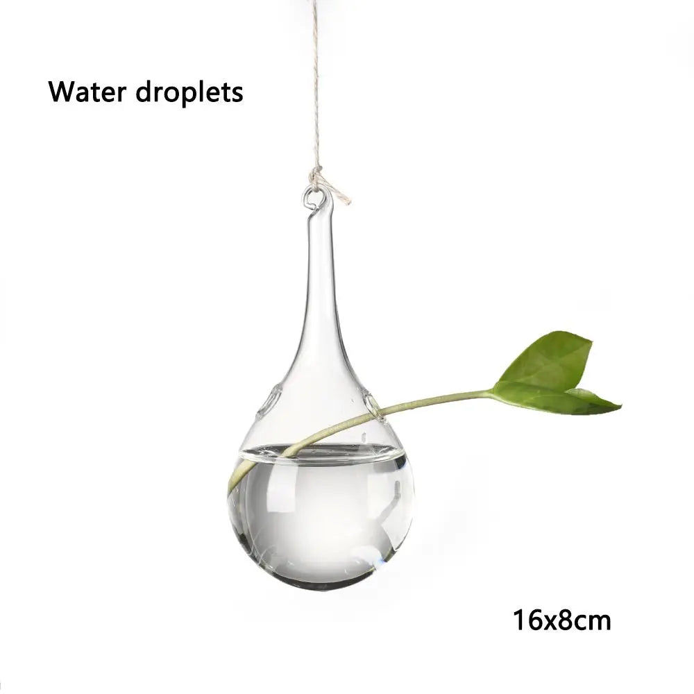 Cute Bulb/Bird/Angel/Peach/Water Droplet Glass Vase – Eye-Catching Transparent Hanging Hydroponic Plant Pot Container