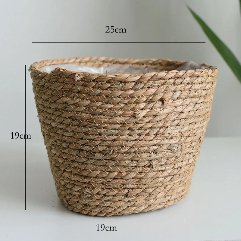 Straw Woven Plant Pot Basket – Grass Planter Basket for Indoor & Outdoor Plants, Flower Pot Cover & Container