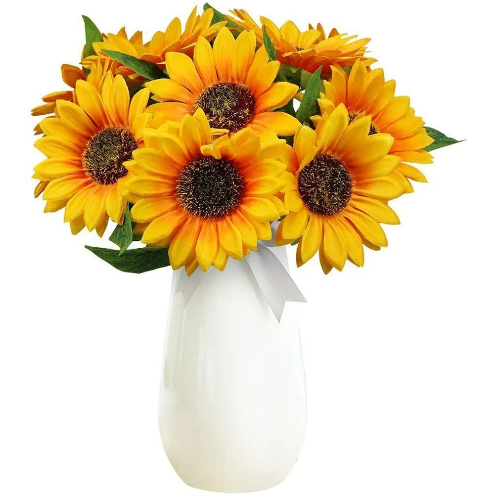 29cm Artificial Sunflower Bouquet – 1 Bunch with 7 Heads Fake Flower for Garden, Wedding, Café & Party Décor