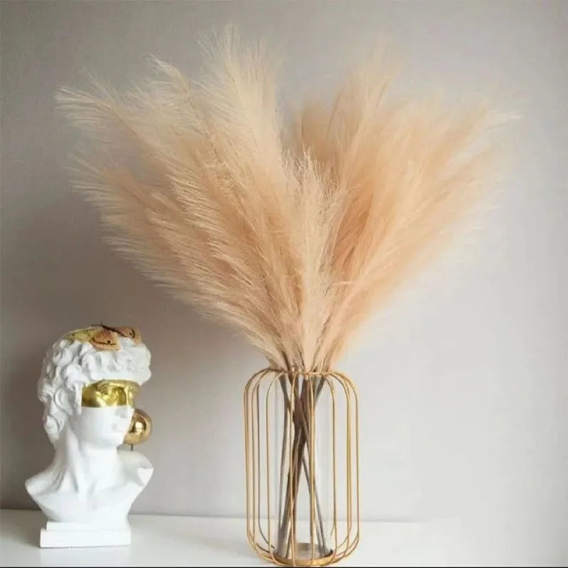 10PCS Artificial Pampas Grass – Fluffy Faux Stems for Boho Vase Filler & Home Décor Flower Arrangements