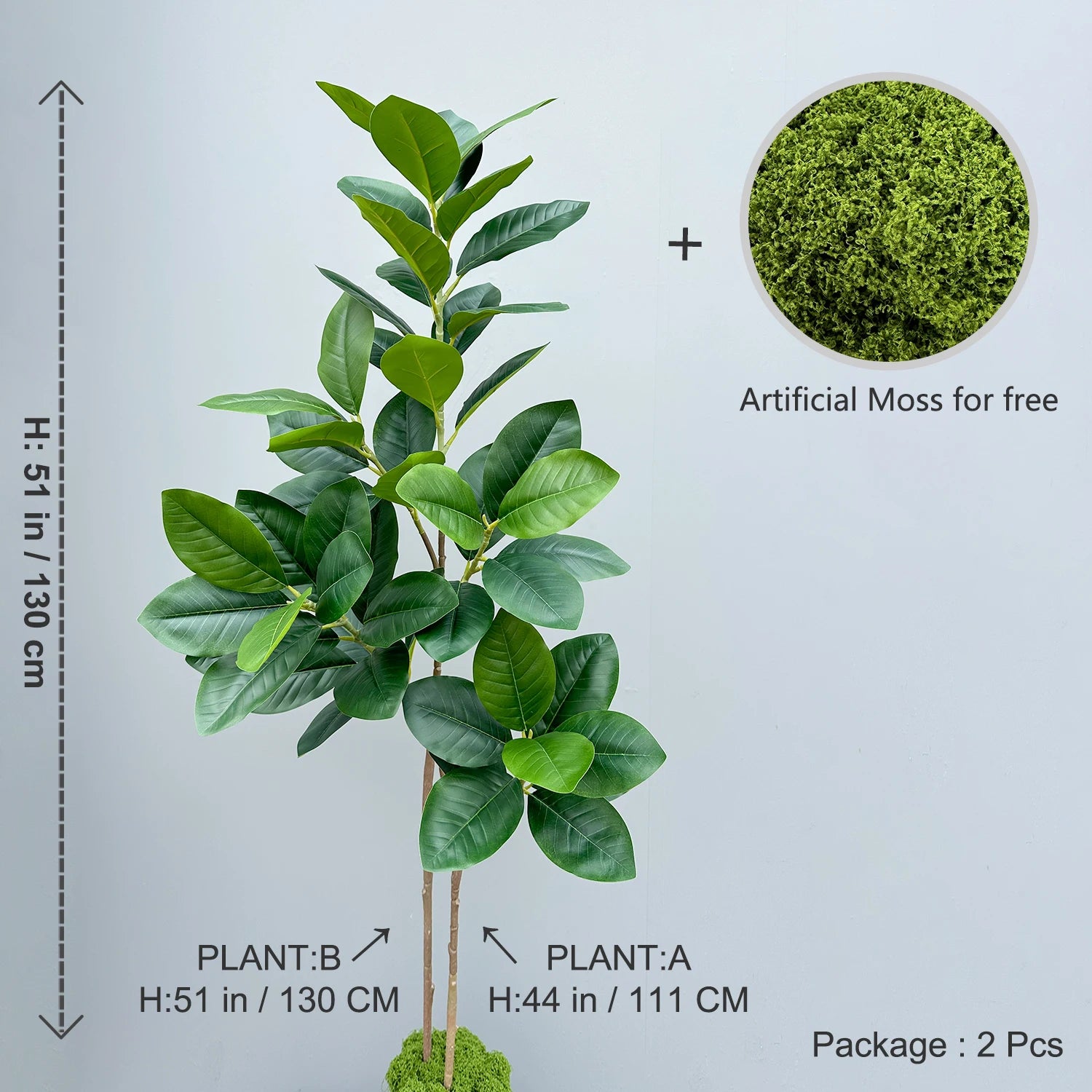 70/135cm Artificial Ficus Tree – Large Faux Banyan Rubber Plant with Plastic Leaves for Home & Garden Décor