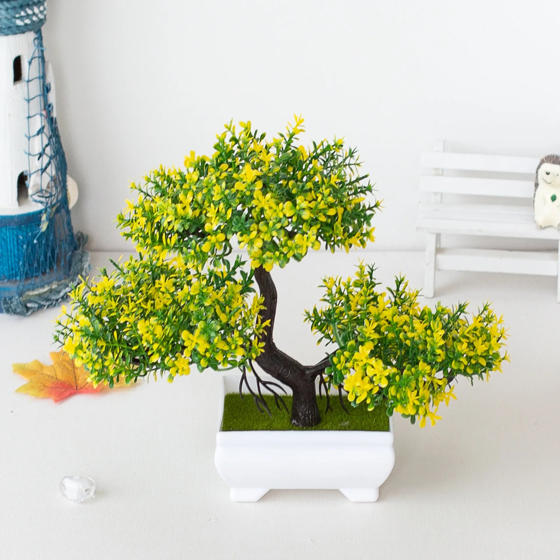 Artificial Bonsai Small Tree – Potted Fake Plant with Flowers for Garden, Home, & Table Décor