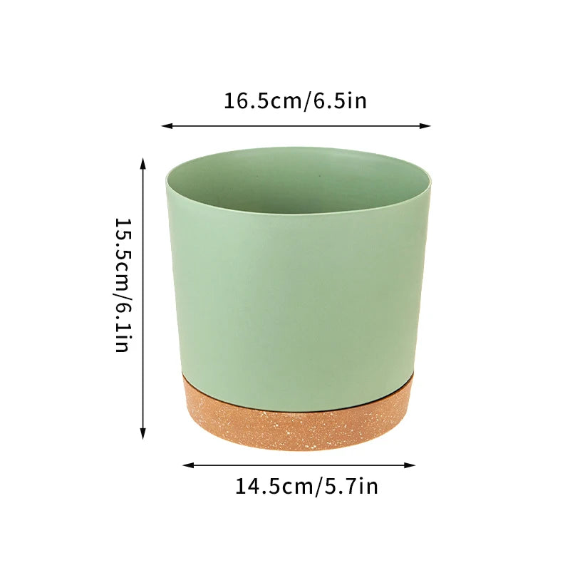 Large Circular Plastic Plant Pot – Indoor Succulent Planter with Drainage Tray for Home Décor & Bonsai