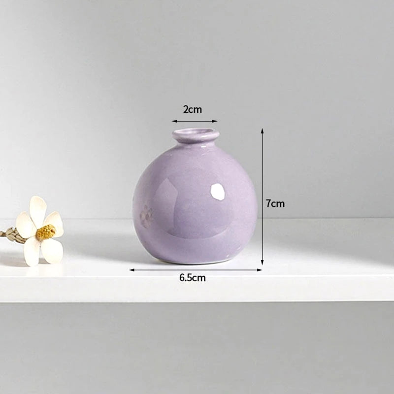 Nordic Ceramic Flower Vase – Creative Mini Hydroponic Plant Bottle for Room Décor & Desktop Ornament