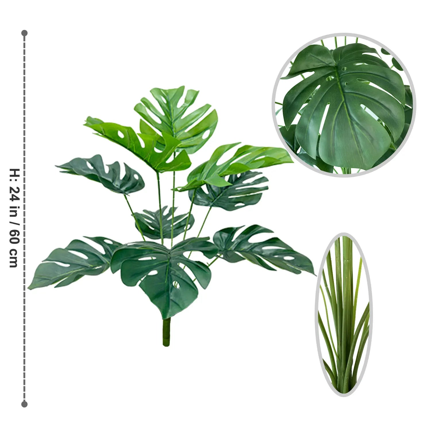 65/100cm Artificial Monstera Plant – Realistic Faux Plastic Leaf Branch for Indoor Home & Office Décor