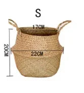 Seaweed Wicker Rattan Hanging Basket – Multi-Purpose Flowerpot, Laundry Basket, and Storage Organiser