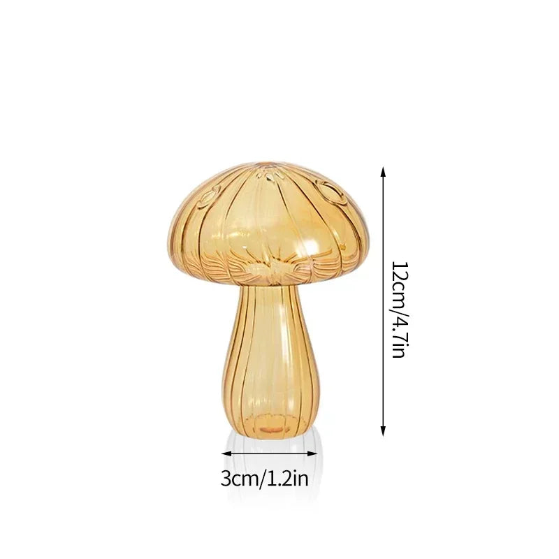 Transparent Mushroom Glass Vase – Decorative Flower Bottle for Flowers, Hydroponic Plants & Room Décor