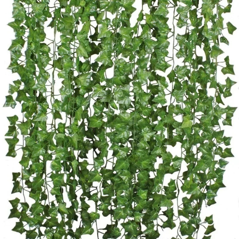 210cm Green Silk Artificial Hanging Garland – Christmas Vine Leaves for Home, Wedding, Party & Garden Décor