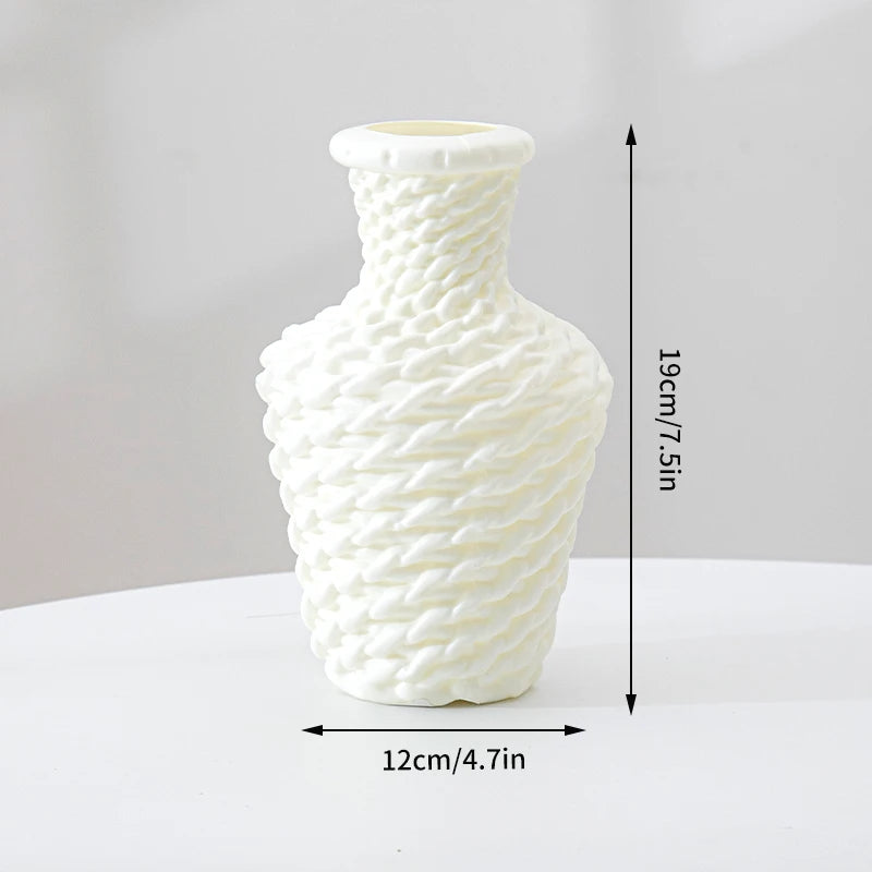 Nordic White Flower Vase – Stylish Plastic Plant Pot for Flower Buds, Wedding Vases & Living Room Table Décor