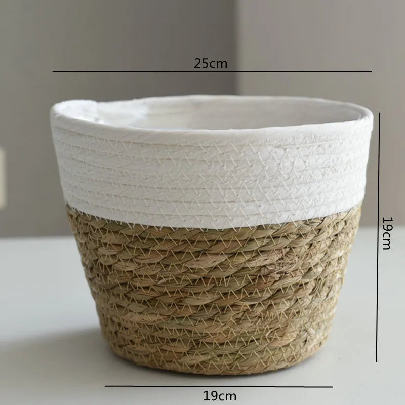 Straw Woven Plant Pot Basket – Grass Planter Basket for Indoor & Outdoor Plants, Flower Pot Cover & Container