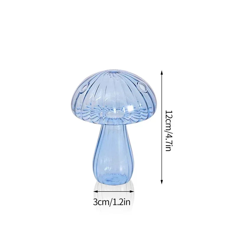 Transparent Mushroom Glass Vase – Decorative Flower Bottle for Flowers, Hydroponic Plants & Room Décor