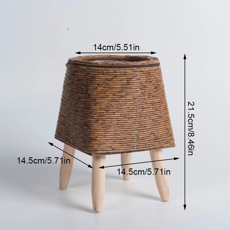 Nordic Imitation Rattan Flower Pot with Removable Legs – Woven Plant Basket Stand for Garden & Home Décor