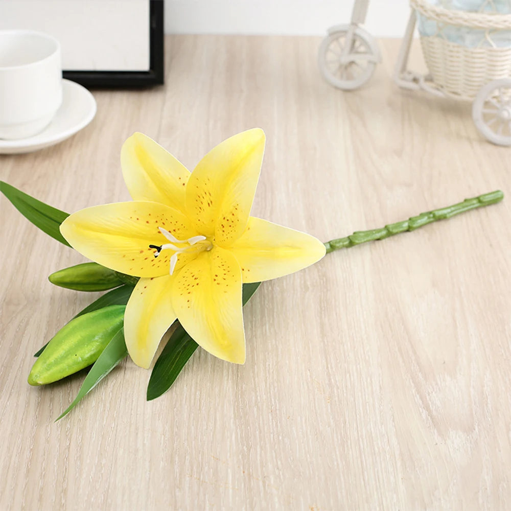 Realistic 3D Printed White Lily Branch – Artificial Flowers for Wedding, Home & Garden Décor