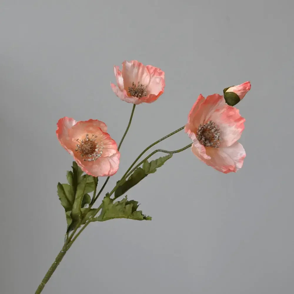 Artificial Poppy Silk Flowers – Long Stem Fake Flowers for Housewarming, Garden, Table, Wedding, DIY Party & Bridal Bouquet Décor