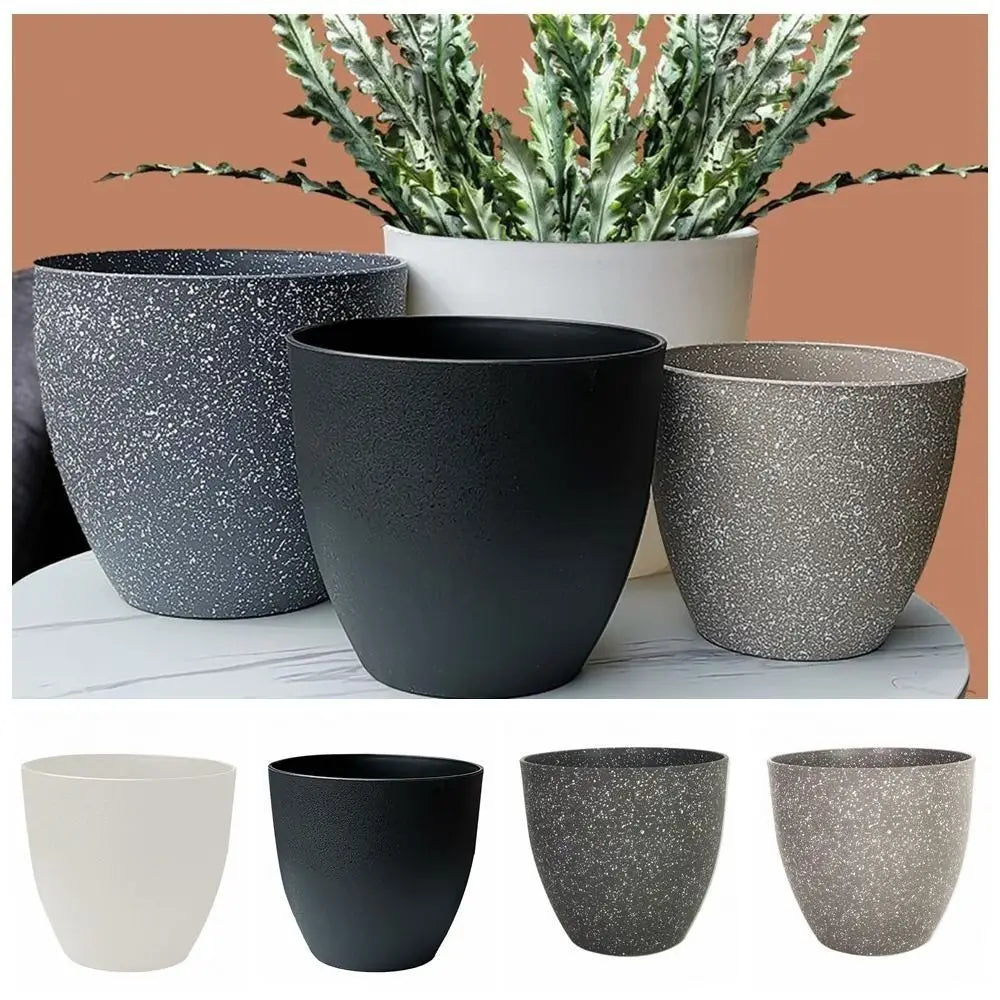 Frosted Imitation Stone Flower Pots – Thick Durable European-Style Plastic Plant Pots for Gardening & Greenery