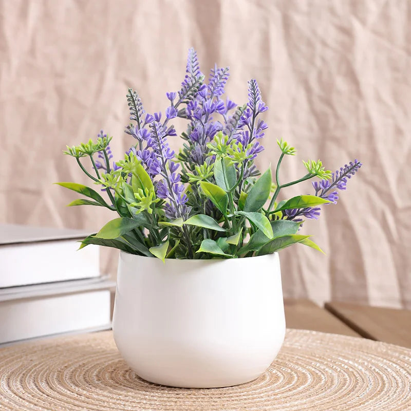 1pc Artificial Lavender Potted Plant – Realistic Faux Lavender for Home & Office Décor, Housewarming Gifts, Desktop Decoratio