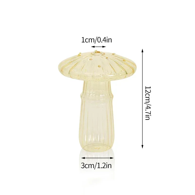 Transparent Mushroom Glass Vase – Decorative Flower Bottle for Flowers, Hydroponic Plants & Room Décor