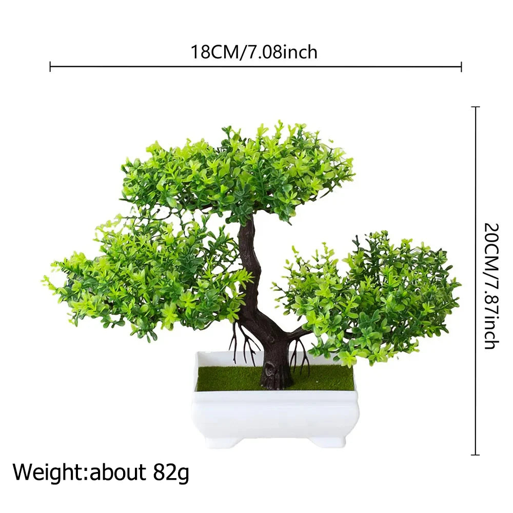 Artificial Bonsai Small Tree – Potted Plastic Fake Plant with Flowers for Garden, Home & Table Decoration