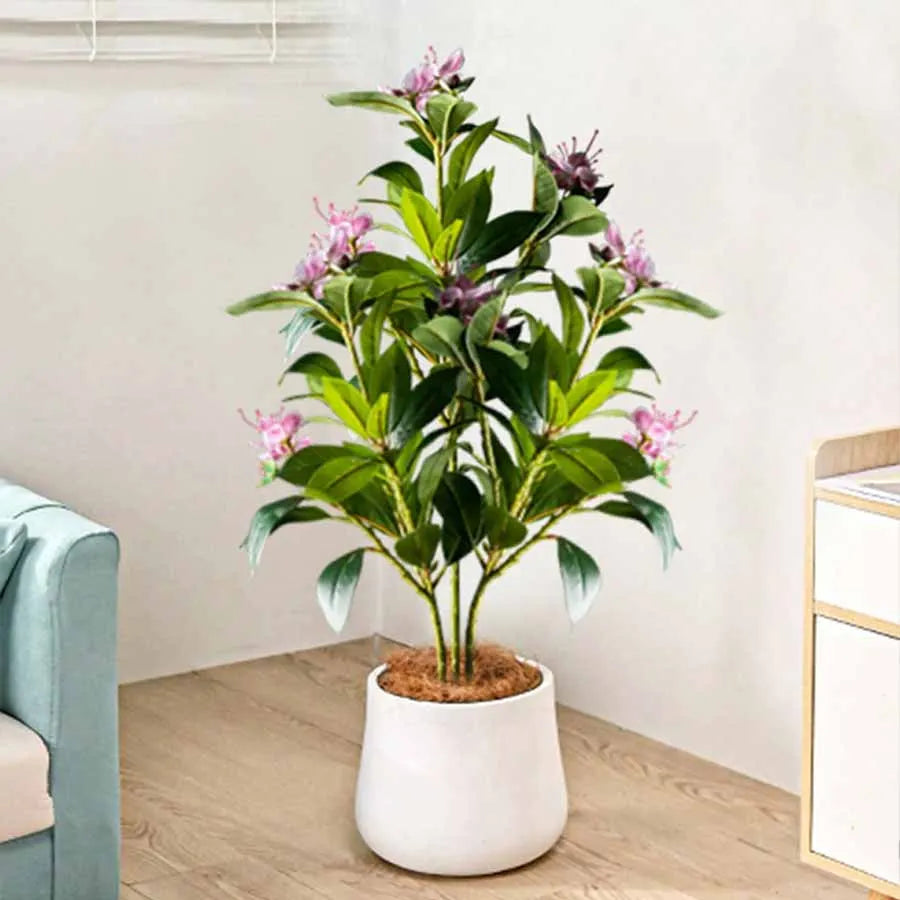 80/120cm Large Artificial Ficus Banyan Tree – Tropical Faux Fiddle Leaf Fig & Magnolia Branches for Home & Garden Décor