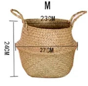 Seaweed Wicker Rattan Hanging Basket – Multi-Purpose Flowerpot, Laundry Basket, and Storage Organiser