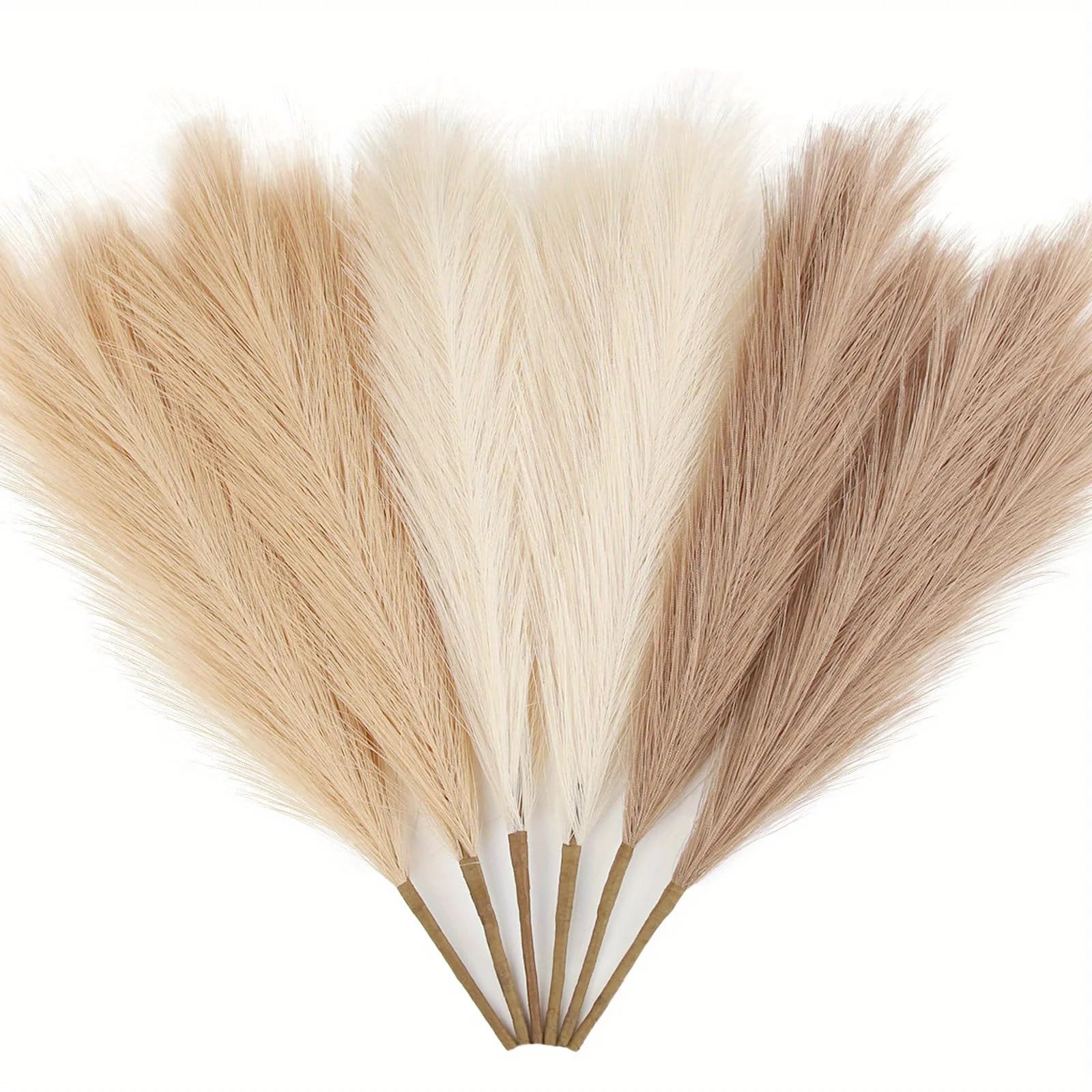 6PCS Artificial Pampas Grass – Faux Reed Plants for DIY Floral Arrangements, Table Decor, Wedding, Home & Christmas Decorations