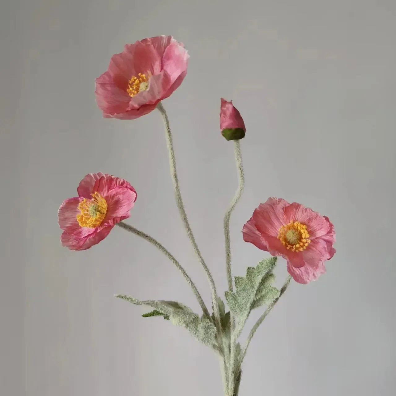 Artificial Poppy Silk Flowers – Long Stem Fake Flowers for Housewarming, Garden, Table, Wedding, DIY Party & Bridal Bouquet Décor