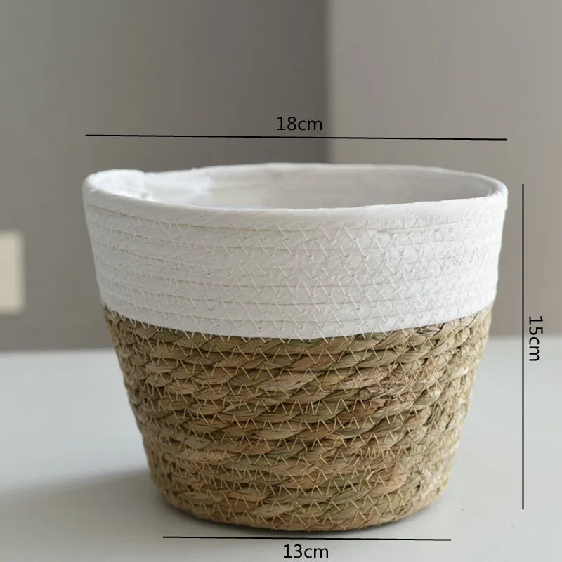 Straw Woven Plant Pot Basket – Grass Planter Basket for Indoor & Outdoor Plants, Flower Pot Cover & Container