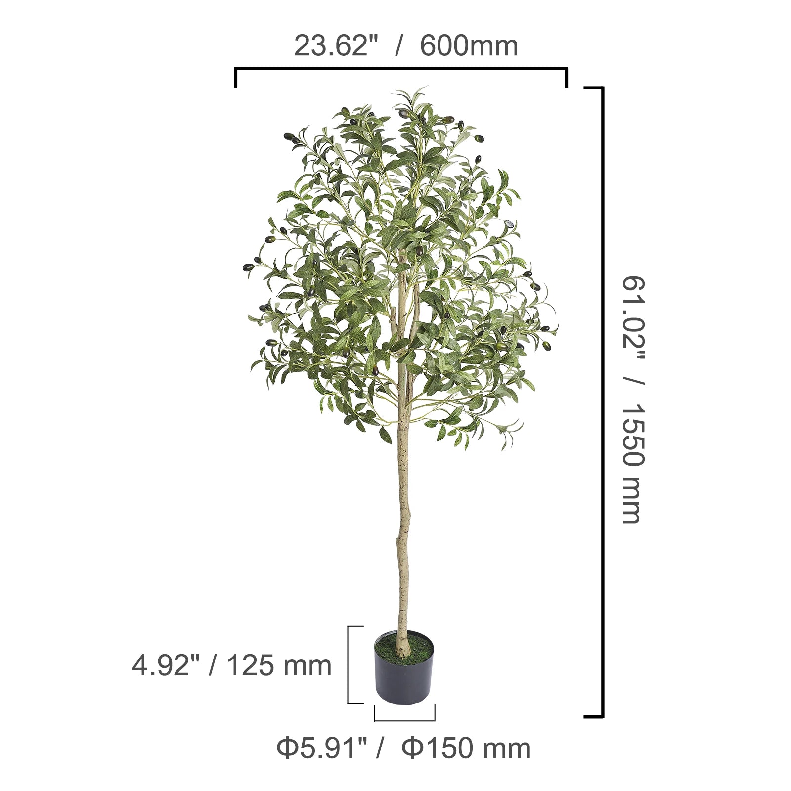 Artificial Olive Tree – 4/5/6 FT Tall Faux Plant for Low-Maintenance Home Décor