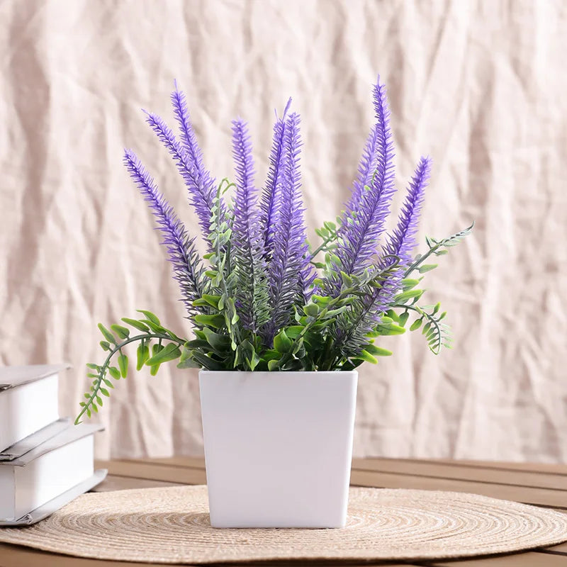 1pc Artificial Lavender Potted Plant – Realistic Faux Lavender for Home & Office Décor, Housewarming Gifts, Desktop Decoratio