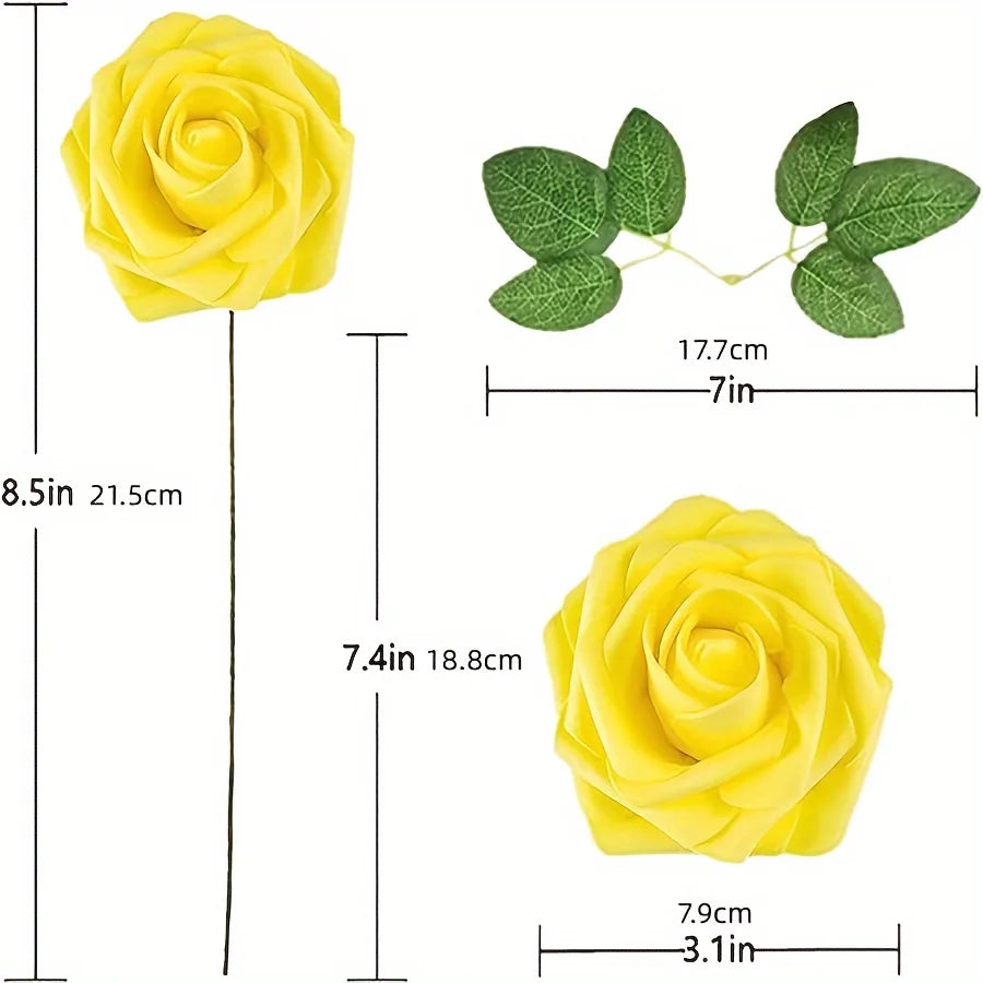 25pcs Artificial Roses with Stems – Fake Flowers for DIY Wedding Bouquets, Centerpieces, Party & Home Décor