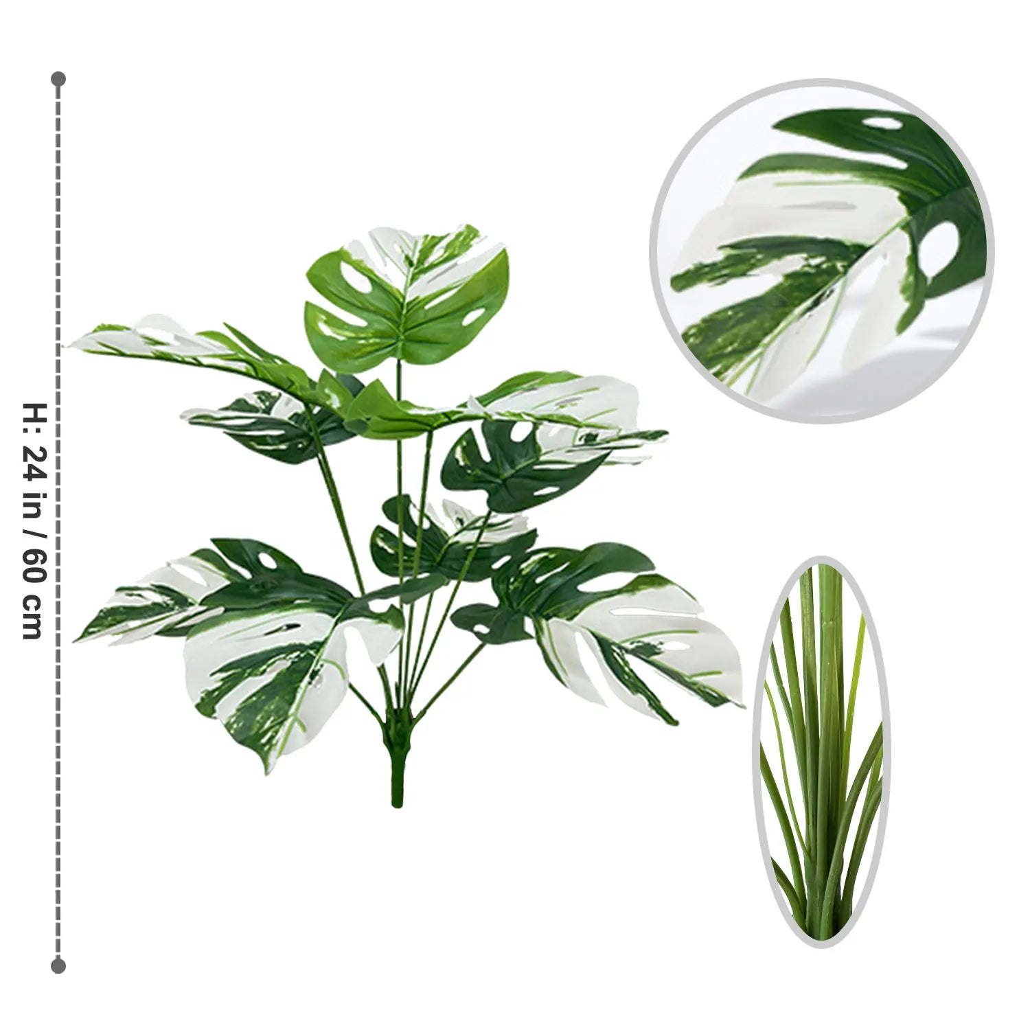 65/100cm Artificial Monstera Plant – Realistic Faux Plastic Leaf Branch for Indoor Home & Office Décor