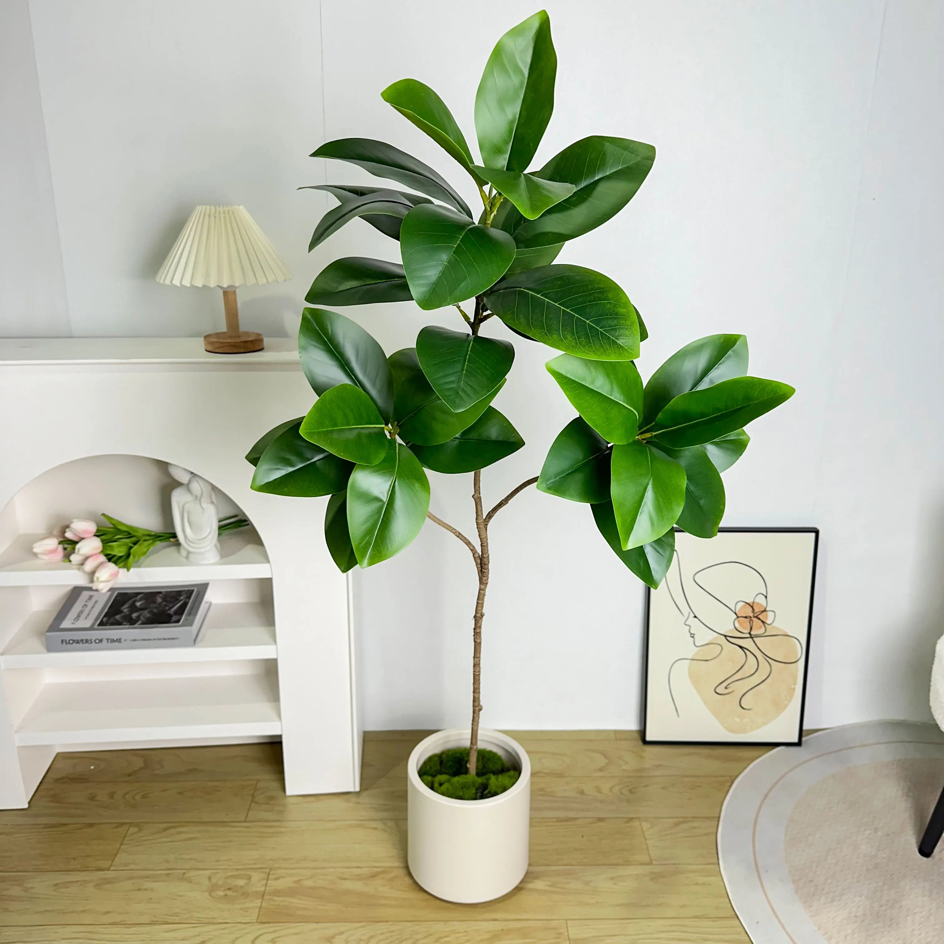 70/135cm Artificial Ficus Tree – Large Faux Banyan Rubber Plant with Plastic Leaves for Home & Garden Décor