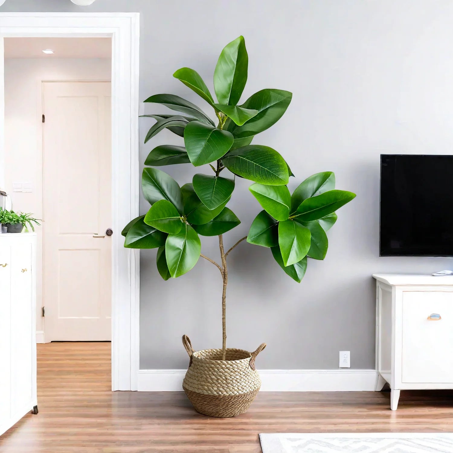 70/135cm Artificial Ficus Tree – Large Faux Banyan Rubber Plant with Plastic Leaves for Home & Garden Décor