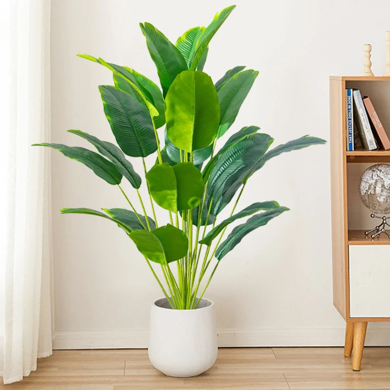 Artificial Tropical Palm Tree – Large Faux Banana Plant with Real Touch Monstera Leaves for Home, Garden & Party Décor