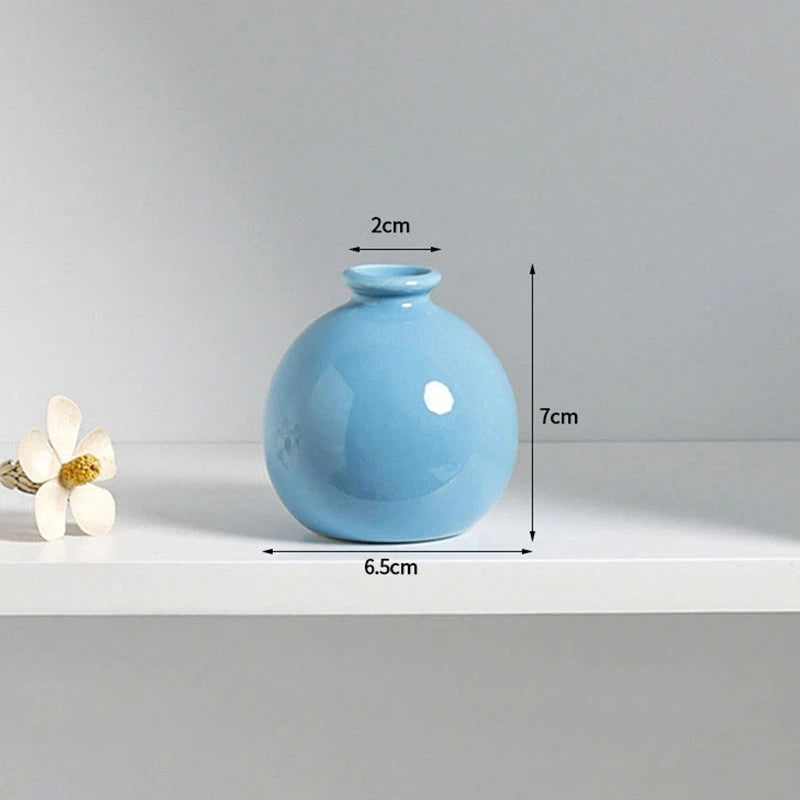 Nordic Ceramic Flower Vase – Creative Mini Hydroponic Plant Bottle for Room Décor & Desktop Ornament