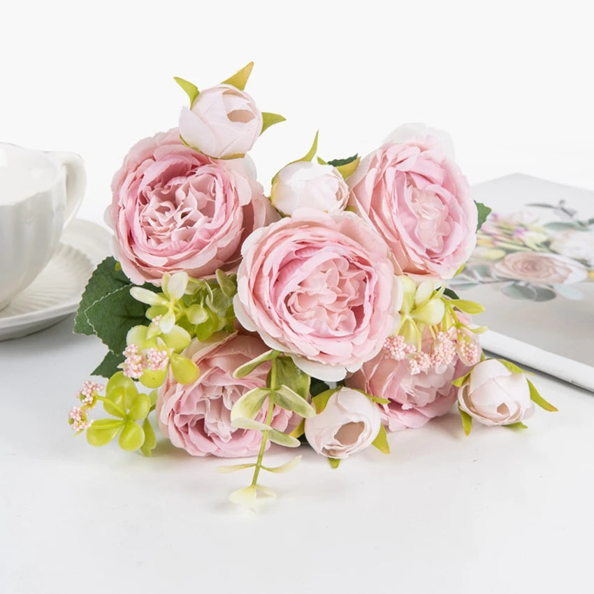 Artificial White Silk Peonies – Fake Flowers for Home, Vase Décor, Christmas Wreaths, Wedding Bouquets & Party Accessories