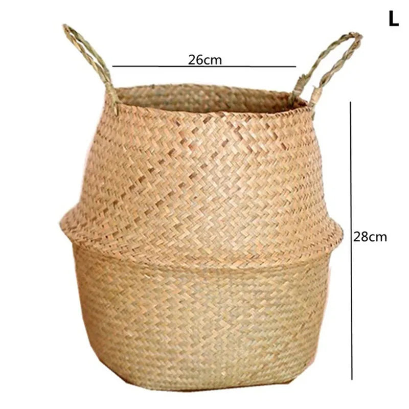 Straw Woven Plant Pot Basket – Grass Planter Basket for Indoor & Outdoor Plants, Flower Pot Cover & Container