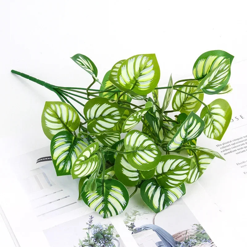 Artificial Plants Leaves Silk Tortoiseshell Leaf Dieffenbough Fake Small Fairy Taro Simulation Green Plant Living Room Decor