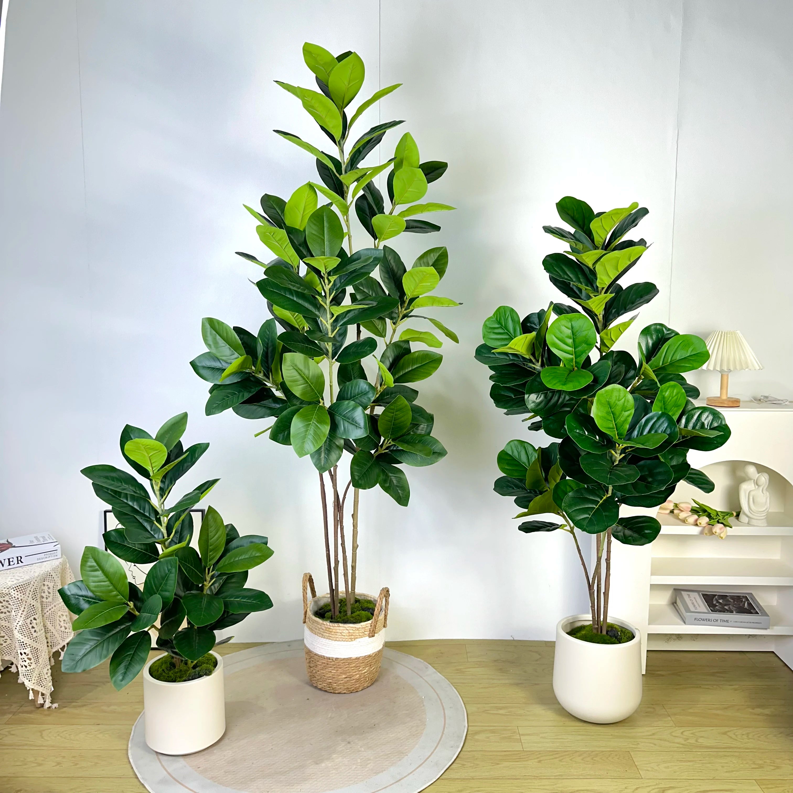 70/135cm Artificial Ficus Tree – Large Faux Banyan Rubber Plant with Plastic Leaves for Home & Garden Décor