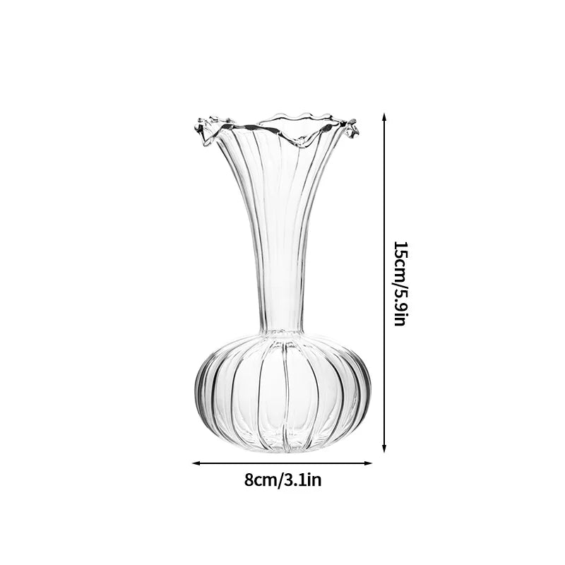 Transparent Mushroom Glass Vase – Decorative Flower Bottle for Flowers, Hydroponic Plants & Room Décor